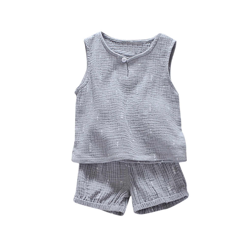 Babies Summer Sleeveless Vest Tops + Shorts Cotton Clothing 2Pcs Set