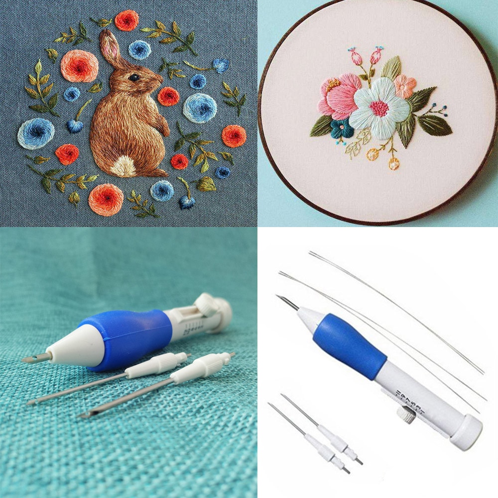 ISHOWTIENDA DIY Crafts Magic Embroidery Pen with Needle