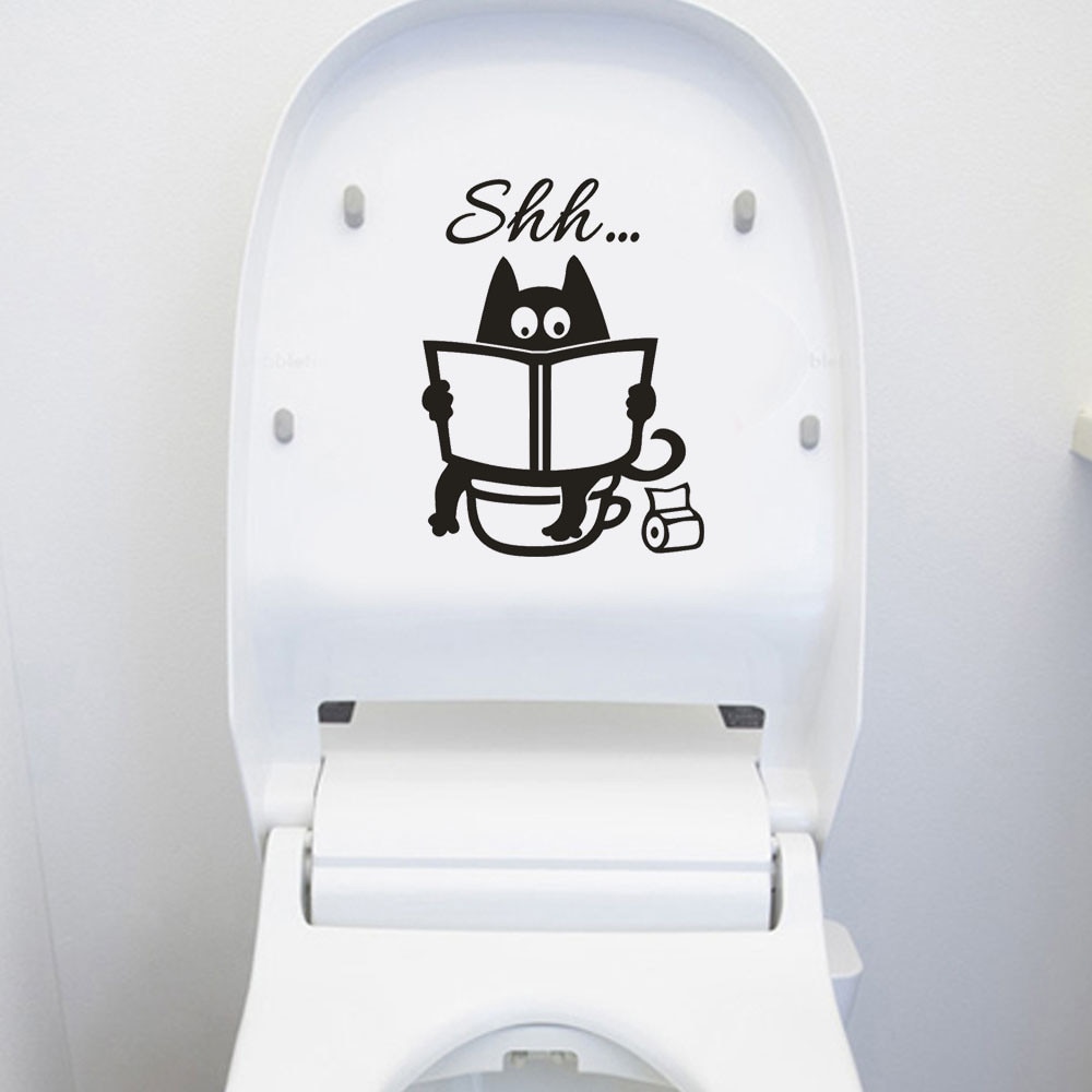 Shh... Cute Cat Toilet Wall Stickers