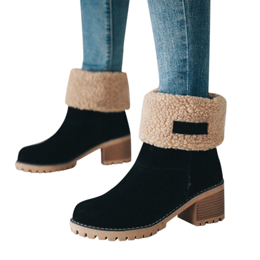 Women's Plush Slip-On Ankle Woolen Boots