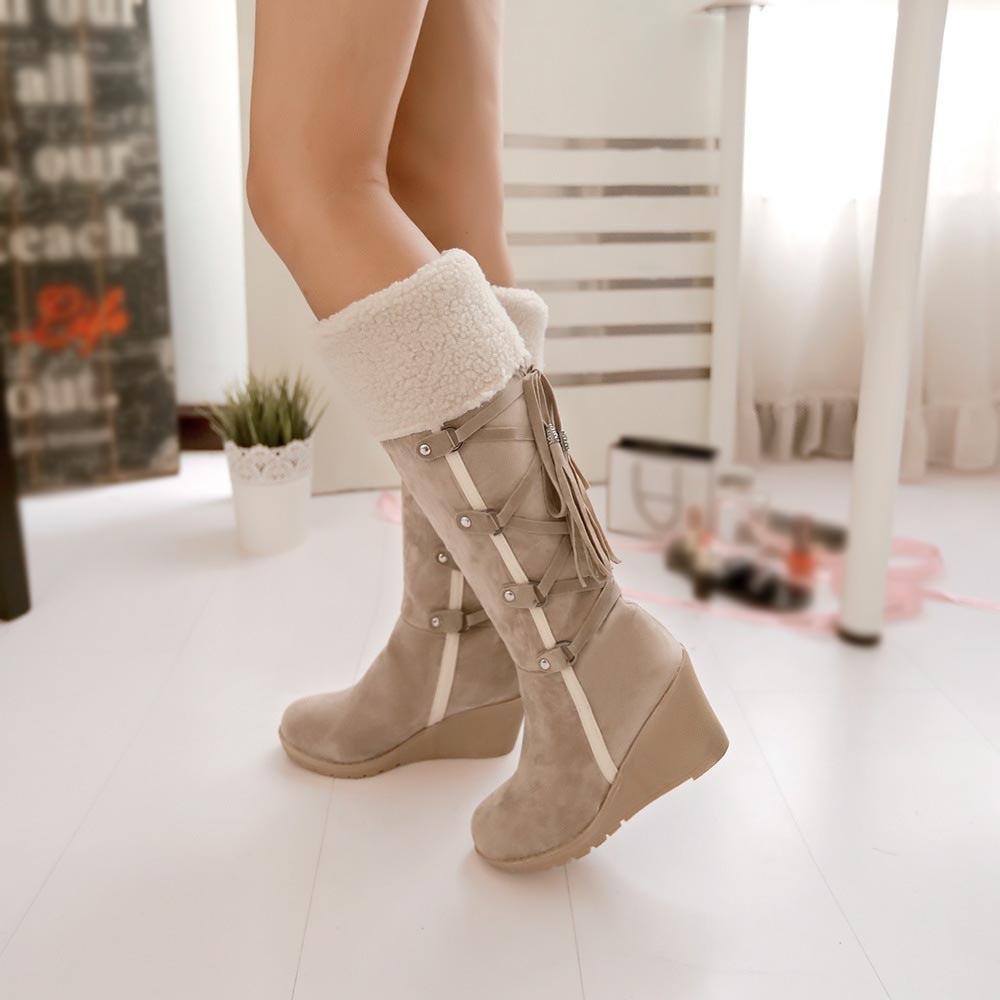 Fleeces Knee High Women Snow Boots