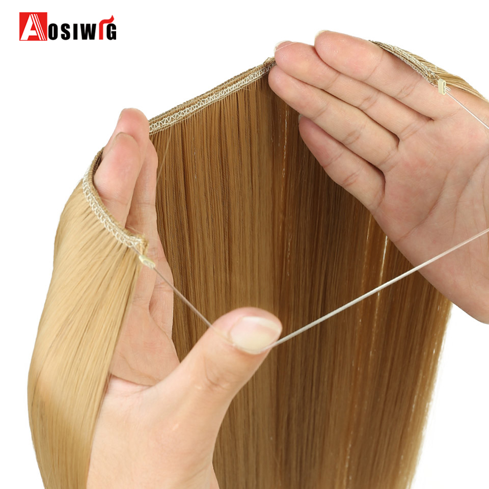 Long Fish Line Halo Invisible Wavy Hair Extension