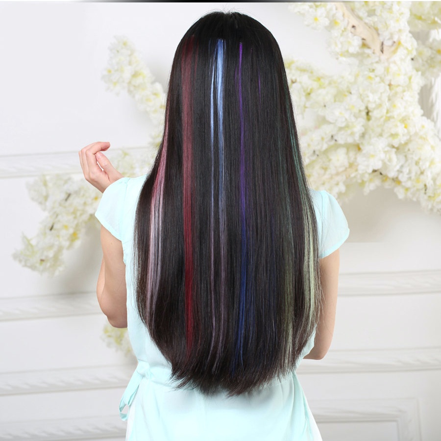 Synthetic Wavy Clip-In Colored Hair Extensions