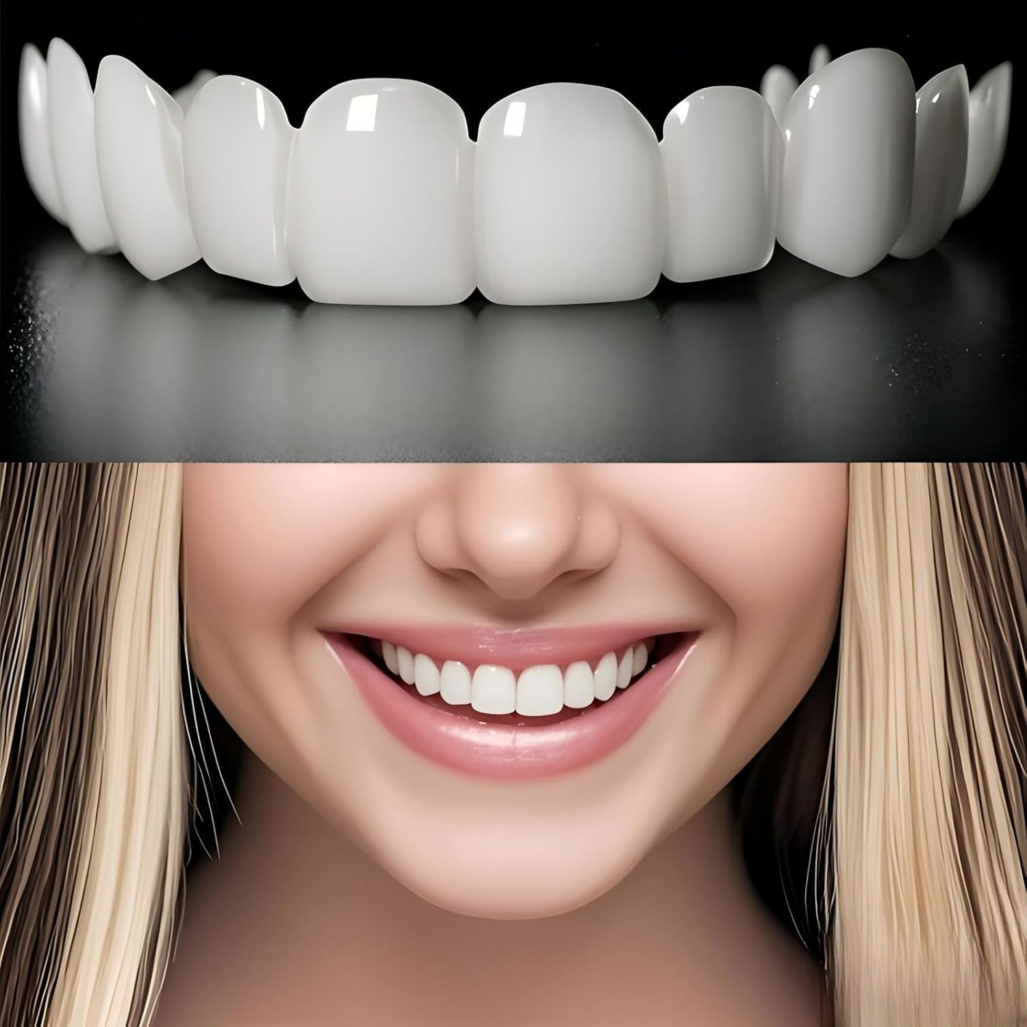 Temporary Veneers Kit for Women and Men, A Pair of Upper and Lower Replacement Kit, Nature and Comfortable